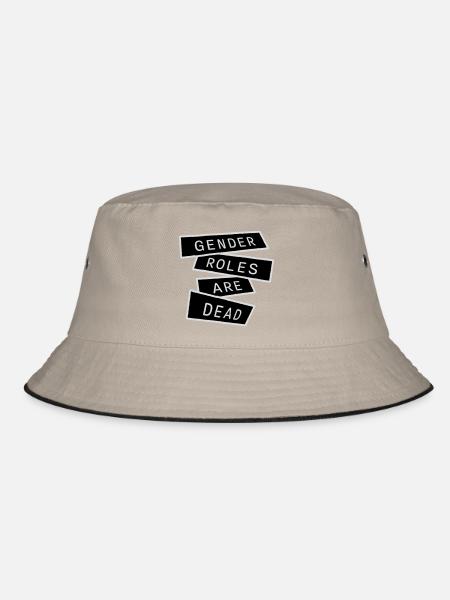 Gender Roles Are Dead Statement Freiheit Spruch - Bucket Hat - Khaki/Schwarz - Vorne