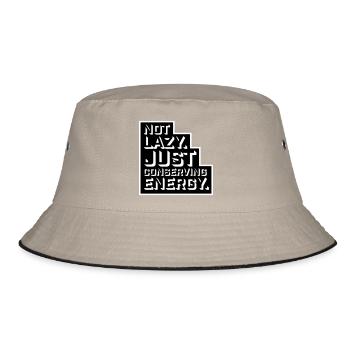 Not Lazy Just Conserving Energy Lustig Faul Spruch - Bucket Hat - Khaki/Schwarz - Vorne