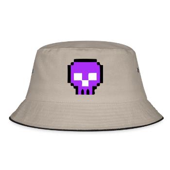 Pixel Skull Game Over - Bucket Hat - khaki/black - Front