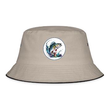 Barsch Angeln - Bucket Hat - Khaki/Schwarz - Vorne
