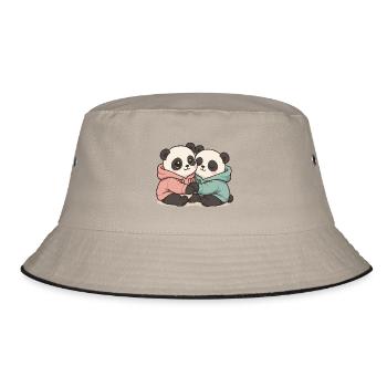 Pandas câlins : Graphique pastel Kawaii - Bob - kaki/noir - Devant