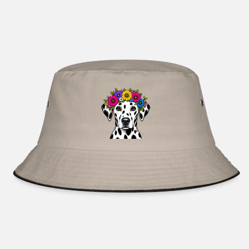 Dalmatian with Flower Crown Bucket Hat
