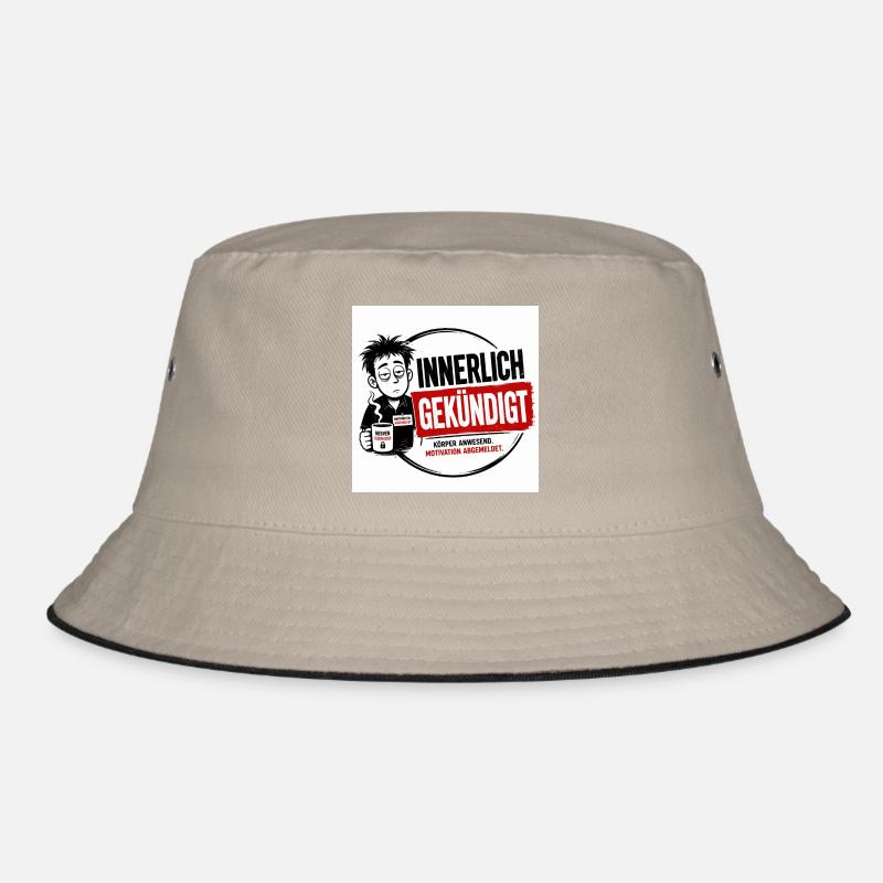 Innerlich habe gekündigt - Bucket Hat - Khaki/Schwarz