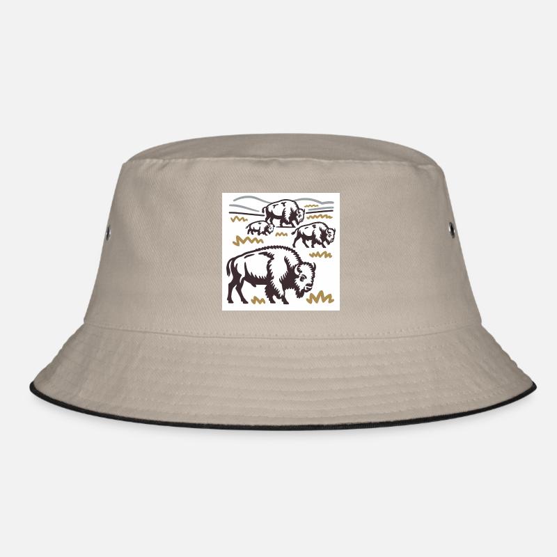 Bisonherde auf der Steppe Bucket Hat