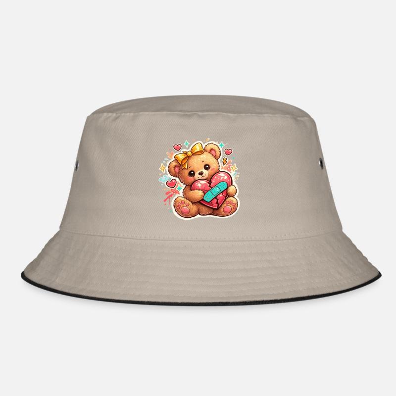 Süßer Teddybär mit gebrochenem Herzen – Liebesästhetik Bucket Hat
