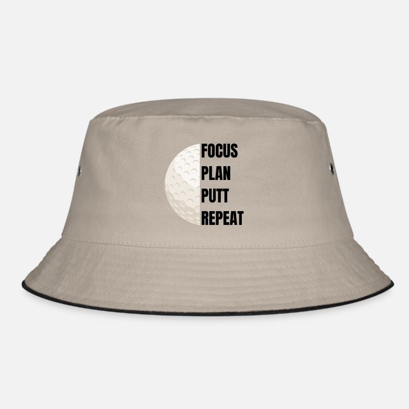 Focus Plan Putt Repeat – Golfslogan Bucket Hat