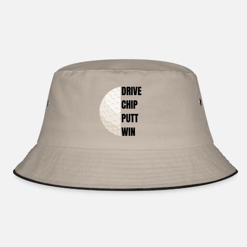 Drive Chip Putt Win - Golfslogan Bucket Hat