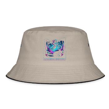 Neon Synthwave Madeira Enduro MTB Jump - Bucket Hat - khaki/black - Front