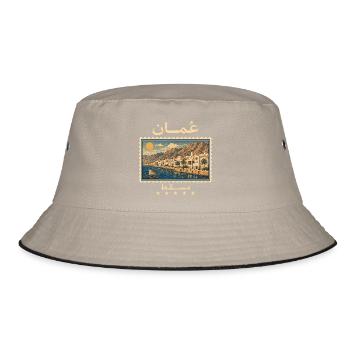 Oman Maskat Vintage Reisemarke - Bucket Hat - Khaki/Schwarz - Vorne