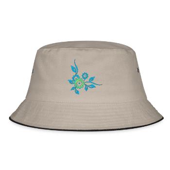 Blue flowers - Bucket Hat - khaki/black - Front