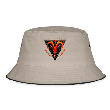 Widder-Feuerzeichen – Tierkreis von Kék-Ina - Bucket Hat - Khaki/Schwarz - Vorne