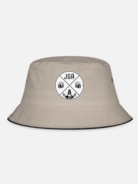 Bachelor Party Groom Hand Signal Beer Circle Symbol NEG 2C - Bucket Hat - khaki/black - Front