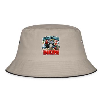 Algorithmus Sagt Nein Roboter Büro Humor Spruch - Bucket Hat - Khaki/Schwarz - Vorne