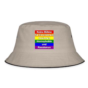 KEINE BÜHNE FÜR FASCHISMUS, HASS UND AUSGRENZUNG - Bucket Hat - Khaki/Schwarz - Vorne