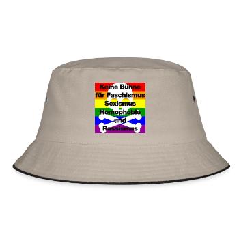 KEINE BÜHNE FÜR FASCHISMUS, HASS UND AUSGRENZUNG - Bucket Hat - Khaki/Schwarz - Vorne
