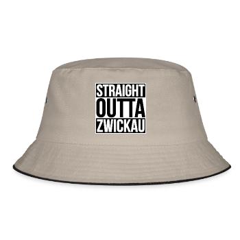 Zwickau Stadtstolz Blocktypografie - Bucket Hat - Khaki/Schwarz - Vorne