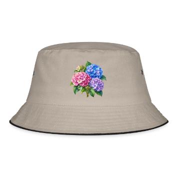 Hortensie Farbenspiel Print - Bucket Hat - Khaki/Schwarz - Vorne