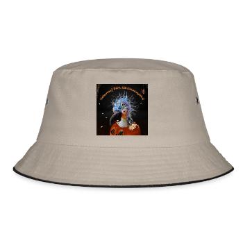 Krallo Kreisch™ im Kürbis-Knast Anti-Halloween - Bucket Hat - Khaki/Schwarz - Vorne