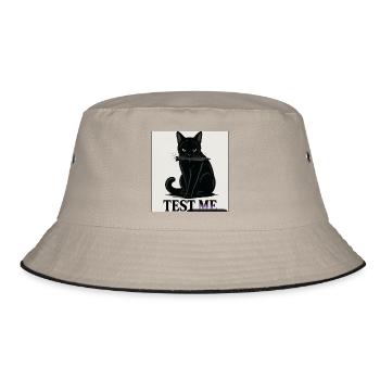 Schwarze Katze mit Messer im Maul - Bucket Hat - Khaki/Schwarz - Vorne