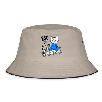 ESC + MEINE PROBLEME – Lustige Geek-Katze - Bucket Hat - Khaki/Schwarz - Vorne