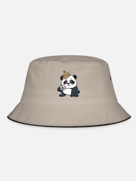 Detektiv Panda - Bucket Hat - Khaki/Schwarz