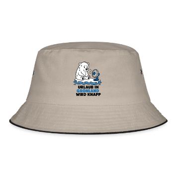 Urlaub in Grönland wird knapp – Eisbär T-Shirt - Bucket Hat - Khaki/Schwarz - Vorne