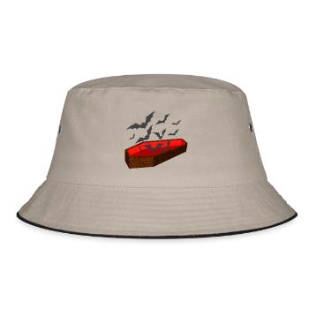 särge, fledermäuse - Bucket Hat - Khaki/Schwarz - Vorne