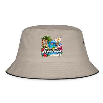 Ayia Napa – Sonne, Strand & Zypern - Bucket Hat - Khaki/Schwarz - Vorne