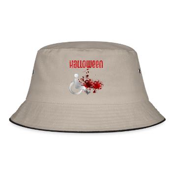 Halloween Blut Rollstuhl - Bucket Hat - Khaki/Schwarz - Vorne