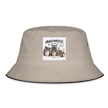 Morgenmuffel Britische Katzenkaffee BKH - Bucket Hat - Khaki/Schwarz - Vorne
