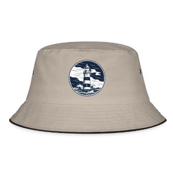 Leuchtturm Kreisbadge mit Wellen - Bucket Hat - Khaki/Schwarz - Vorne