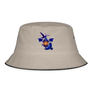 Blaues Lanternenlicht mit Raben - Bucket Hat - Khaki/Schwarz - Vorne