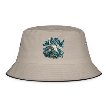 Odin Allvater Wikinger Nordische Mythologie - Bucket Hat - Khaki/Schwarz - Vorne