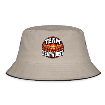 Team Bratwurst – Lustiges Grill Design - Bucket Hat - Khaki/Schwarz - Vorne