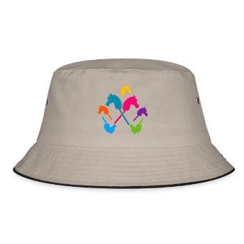 Hobby-Futter – Bunte Stockpferde - Bucket Hat - Khaki/Schwarz - Vorne