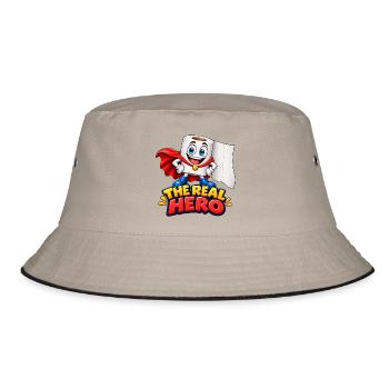 Lustiger Toilettenpapier-Held - Bucket Hat - Khaki/Schwarz - Vorne