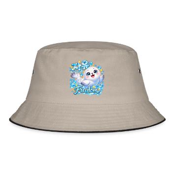 Kuscheliger Robbe Freiheit Design - Bucket Hat - Khaki/Schwarz - Vorne