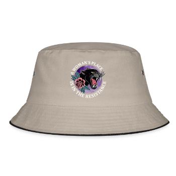 Feminismus A Woman´s Place Is In The Resistance - Bucket Hat - Khaki/Schwarz - Vorne