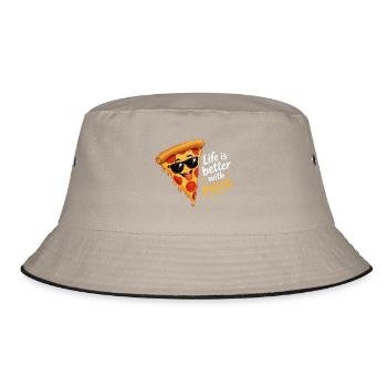 Pizzastück mit Sonnenbrille - Bucket Hat - Khaki/Schwarz - Vorne