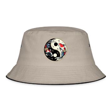 Yin Yang Koi - Bucket Hat - Khaki/Schwarz - Vorne