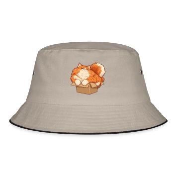 Katze im kleinen Karton - Bucket Hat - Khaki/Schwarz - Vorne