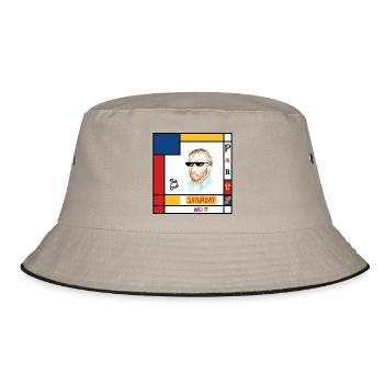 Retro-Mondrian-Porträt Samstag - Bucket Hat - Khaki/Schwarz - Vorne