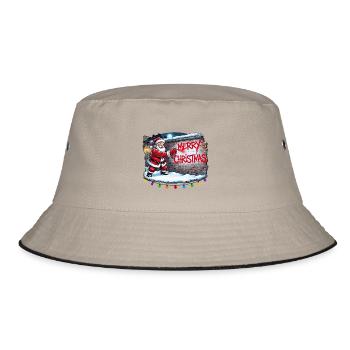 Weihnachtsmann Graffiti Merry Christmas Streetart - Bucket Hat - Khaki/Schwarz - Vorne