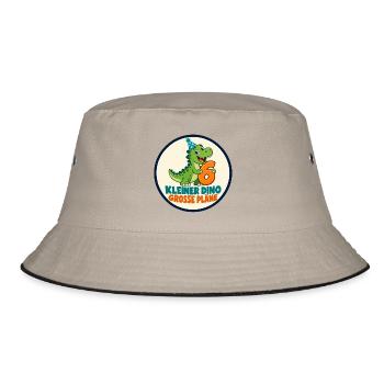 6 Geburtstag – Kleiner Dino große Pläne - Bucket Hat - Khaki/Schwarz - Vorne