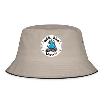 Server down Karma up IT Admin Gelassenheit T-Shirt - Bucket Hat - Khaki/Schwarz - Vorne