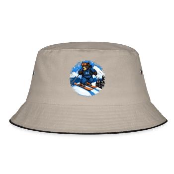 Bären Skifahrer / Ski Bär - Bucket Hat - Khaki/Schwarz - Vorne