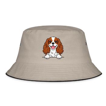 King Cavalier Spaniel - Bucket Hat - Khaki/Schwarz - Vorne