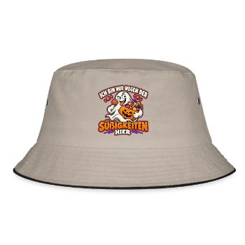 Halloween-Geist auf Süßigkeitenjagd - Bucket Hat - Khaki/Schwarz - Vorne