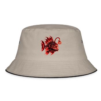Roter biolumineszenter Laternenfisch - Bucket Hat - Khaki/Schwarz - Vorne