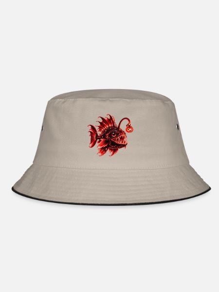 Roter biolumineszenter Laternenfisch - Bucket Hat - Khaki/Schwarz